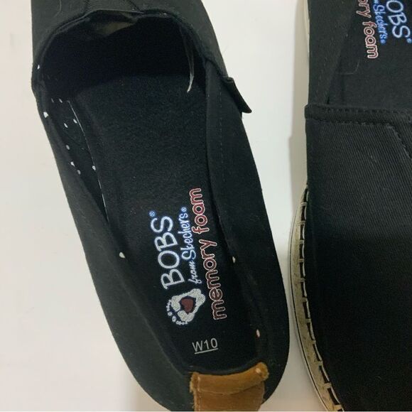 New BOBS From Skechers Women's Size 10 Shoe with Memory Foam Black Canvas Flats - Picture 12 of 12